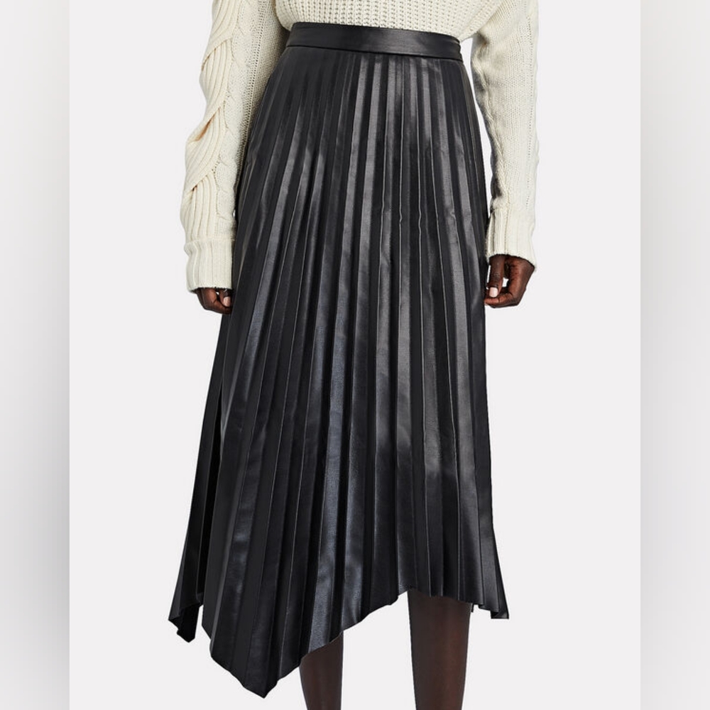 Jonathan Simkhai Jayla Pleated Faux Leather Skirt